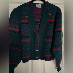 MEISTER Vintage Women's Colorful Nordic Sweater Wool Acrylic Sz L Like New